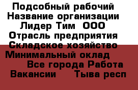 Подсобный рабочий › Название организации ­ Лидер Тим, ООО › Отрасль предприятия ­ Складское хозяйство › Минимальный оклад ­ 15 000 - Все города Работа » Вакансии   . Тыва респ.